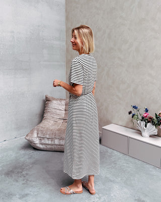 ELLIE KNOT DRESS - CREAM/BLACK - By Lenz