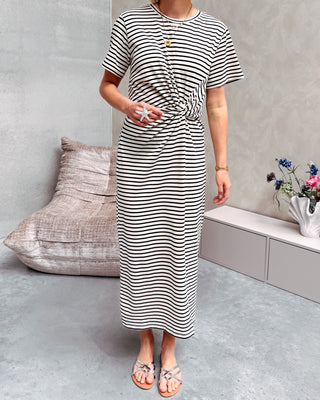 ELLIE KNOT DRESS - CREAM/BLACK - By Lenz
