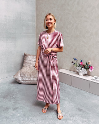 ELLIE KNOT DRESS - PINK/BURGUNDY - By Lenz