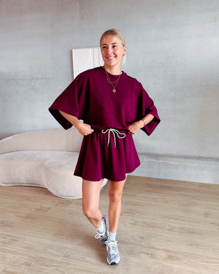 SASCHA SWEAT TEE - BURGUNDY