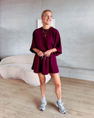 SASCHA SWEAT TEE - BURGUNDY