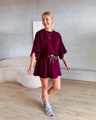SASCHA SWEAT TEE - BURGUNDY