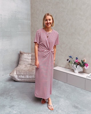 ELLIE KNOT DRESS - PINK/BURGUNDY - By Lenz