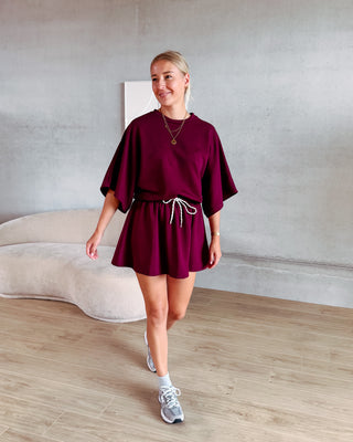 SASCHA SWEAT TEE - BURGUNDY