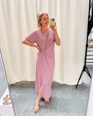 ELLIE KNOT DRESS - PINK/BURGUNDY - By Lenz