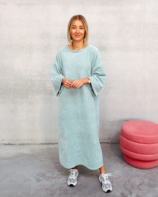 LOT VELOURS TSHIRT DRESS - TURQUOISE - By Lenz