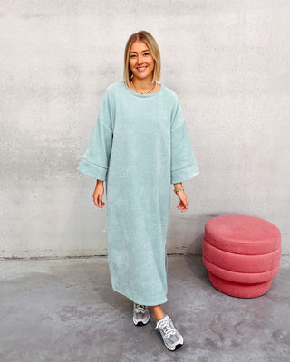 LOT VELOURS TSHIRT DRESS - TURQUOISE - By Lenz