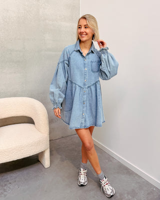 DENIM LOVE DRESS - LIGHT BLUE