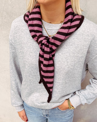 STRIPED SCARF - BROWN/ROSE - By Lenz