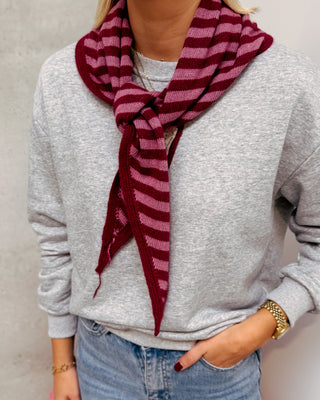 STRIPED SCARF - BURGUNDY/ROSE - By Lenz