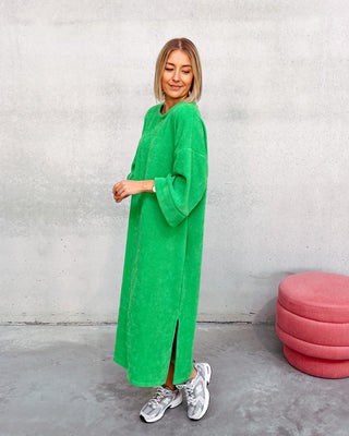 LOT VELOURS TSHIRT DRESS - GREEN - By Lenz