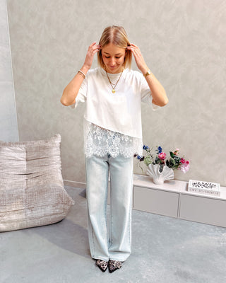 PARISIAN LACE TEE - WHITE - By Lenz