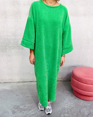 LOT VELOURS TSHIRT DRESS - GREEN - By Lenz