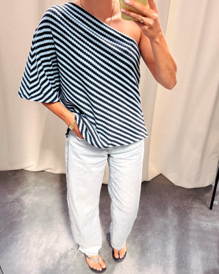 MABEL ONE SHOULDER TEE - BLUE