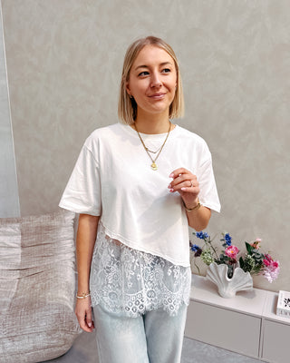 PARISIAN LACE TEE - WHITE - By Lenz