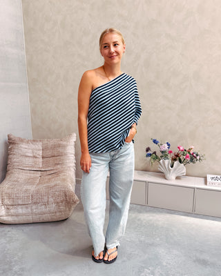 MABEL ONE SHOULDER TEE - BLUE