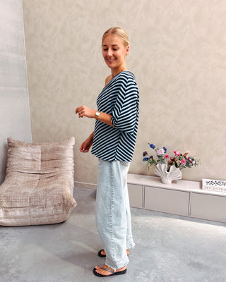 MABEL ONE SHOULDER TEE - BLUE