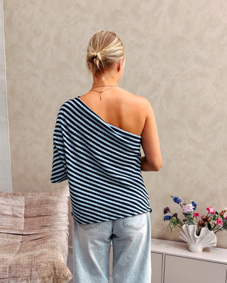 MABEL ONE SHOULDER TEE - BLUE