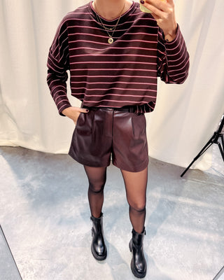 VERA STRIPED LONGSLEEVE - BROWN/RED/WHITE - By Lenz