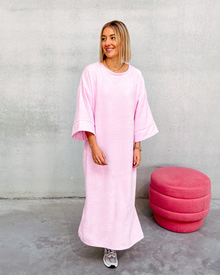 LOT VELOURS TSHIRT DRESS - LIGHT PINK - By Lenz