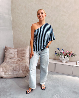 MABEL ONE SHOULDER TEE - BLUE