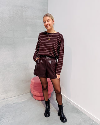 VERA STRIPED LONGSLEEVE - BROWN/RED/WHITE - By Lenz