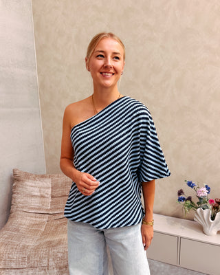 MABEL ONE SHOULDER TEE - BLUE
