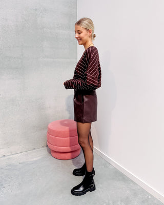 VERA STRIPED LONGSLEEVE - BROWN/RED/WHITE - By Lenz