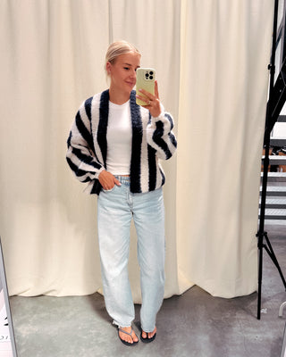 BEATRICE BOLD LINES CARDIGAN - BLUE