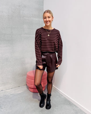 VERA STRIPED LONGSLEEVE - BROWN/RED/WHITE - By Lenz