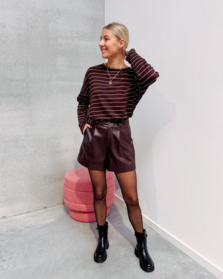 VERA STRIPED LONGSLEEVE - BROWN/RED/WHITE - By Lenz