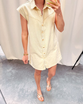 DAKOTA DENIM DRESS - YELLOW