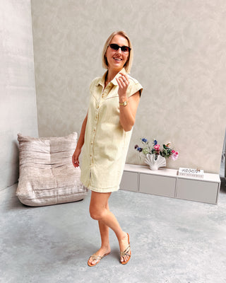 DAKOTA DENIM DRESS - YELLOW