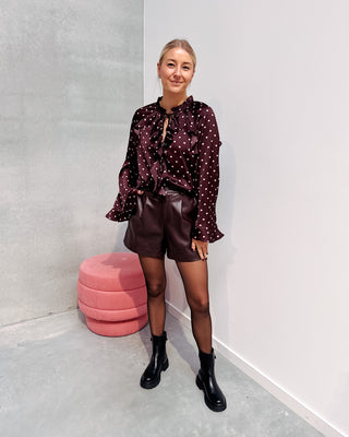 MONICA POLKADOT BLOUSE - BURGUNDY - By Lenz