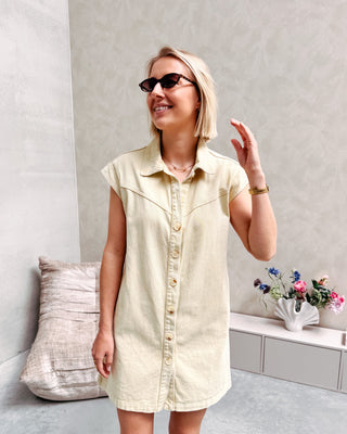 DAKOTA DENIM DRESS - YELLOW