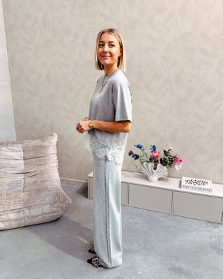 PARISIAN LACE TEE - GREY - By Lenz