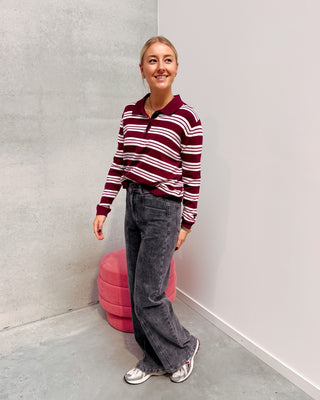 COZY LINES POLO - BURGUNDY/ROSE - By Lenz