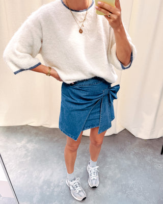 SAM SHORT SLEEVE KNIT - WHITE/BLUE