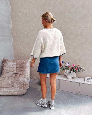 SAM SHORT SLEEVE KNIT - WHITE/BLUE
