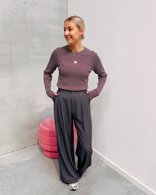 STRIPE & CHILL LONGSLEEVE - GREY/BURGUNDY - By Lenz