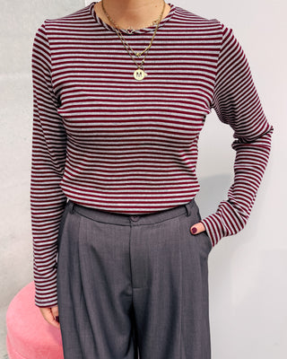 STRIPE & CHILL LONGSLEEVE - GREY/BURGUNDY - By Lenz