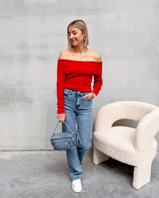 CUTE OFF SHOULDER TOP - RED - By Lenz