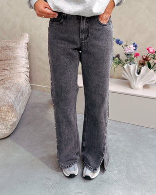 STUDDED JEANS - GREY