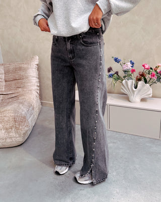 STUDDED JEANS - GREY