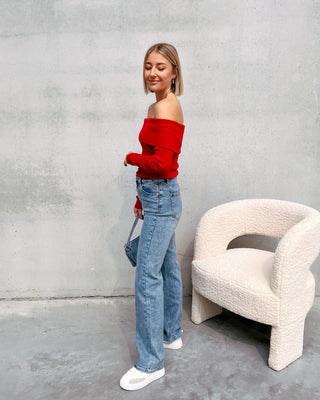 CUTE OFF SHOULDER TOP - RED - By Lenz