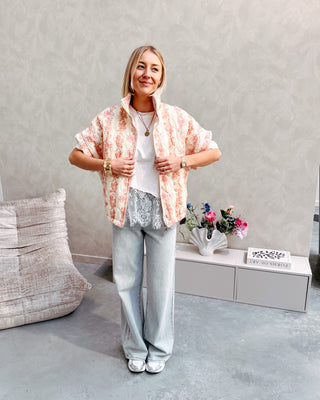 ROSALINE JACKET - CREAM/PINK FLOWERS - By Lenz