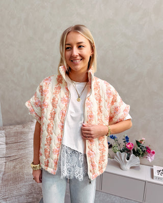 ROSALINE JACKET - CREAM/PINK FLOWERS - By Lenz
