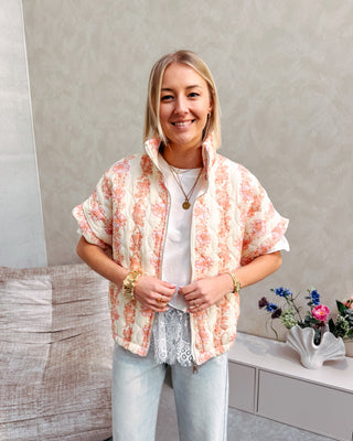 ROSALINE JACKET - CREAM/PINK FLOWERS - By Lenz