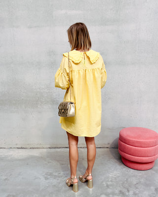 NICOLETTE COLLAR CHECKED DRESS - YELLOW - By Lenz