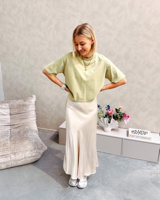 CELESTE SATIN SKIRT - CREAM - By Lenz